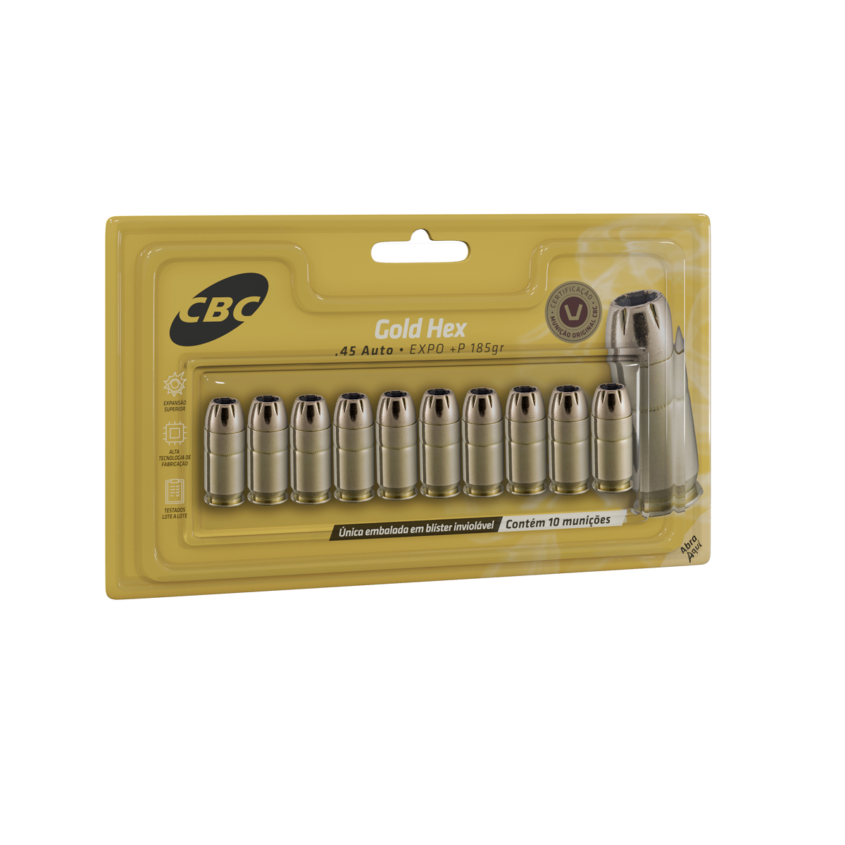 .45 GOLD HEX (ponta oca) blister com 10